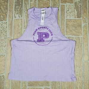 Victoria's Secret Pink Women's Cotton Cropped Racerback Tank Top Purple Size M